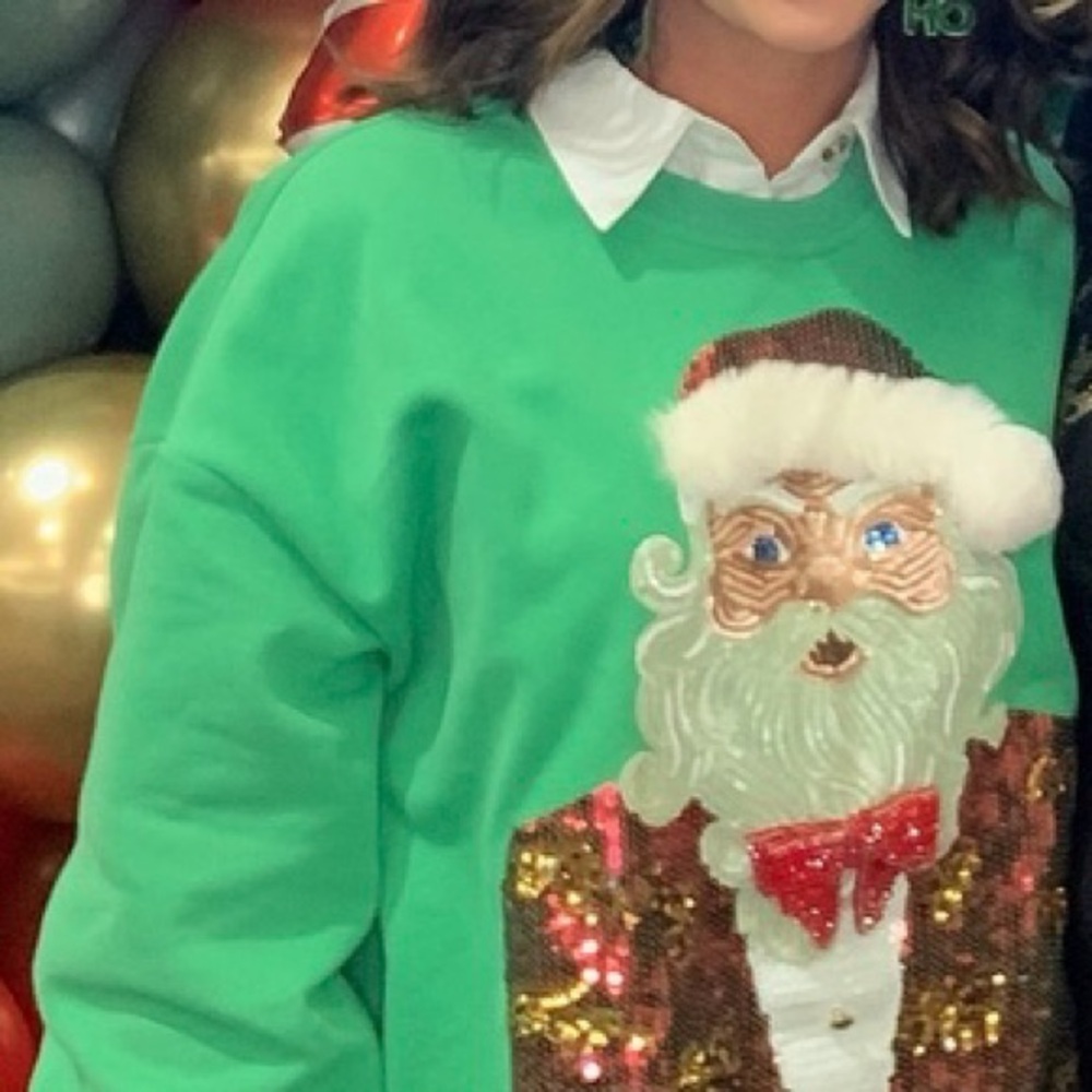 Queen of Sparkles Leopard blazer Santa Sweatshirtrt